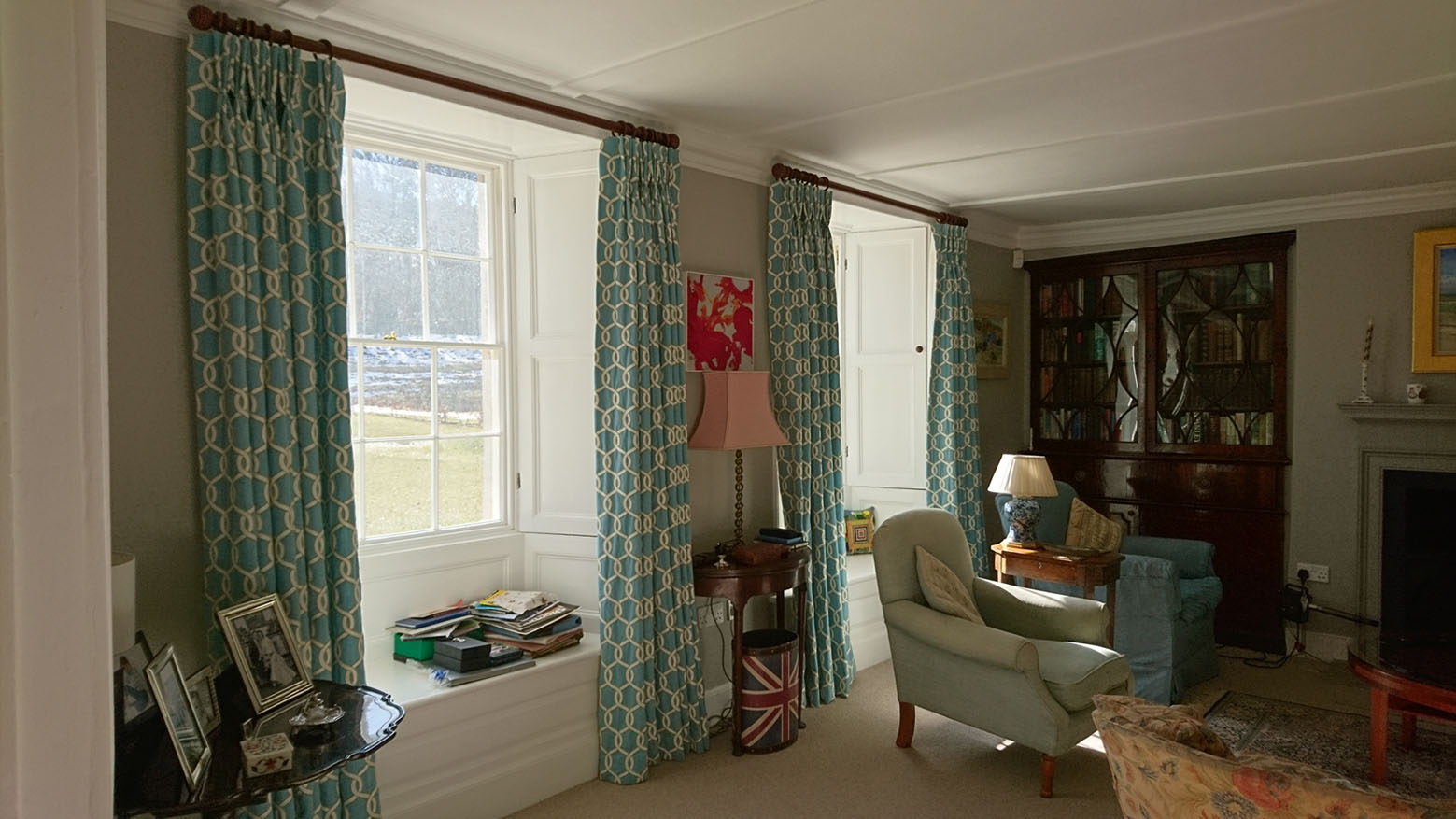 Striking curtains hung from poles