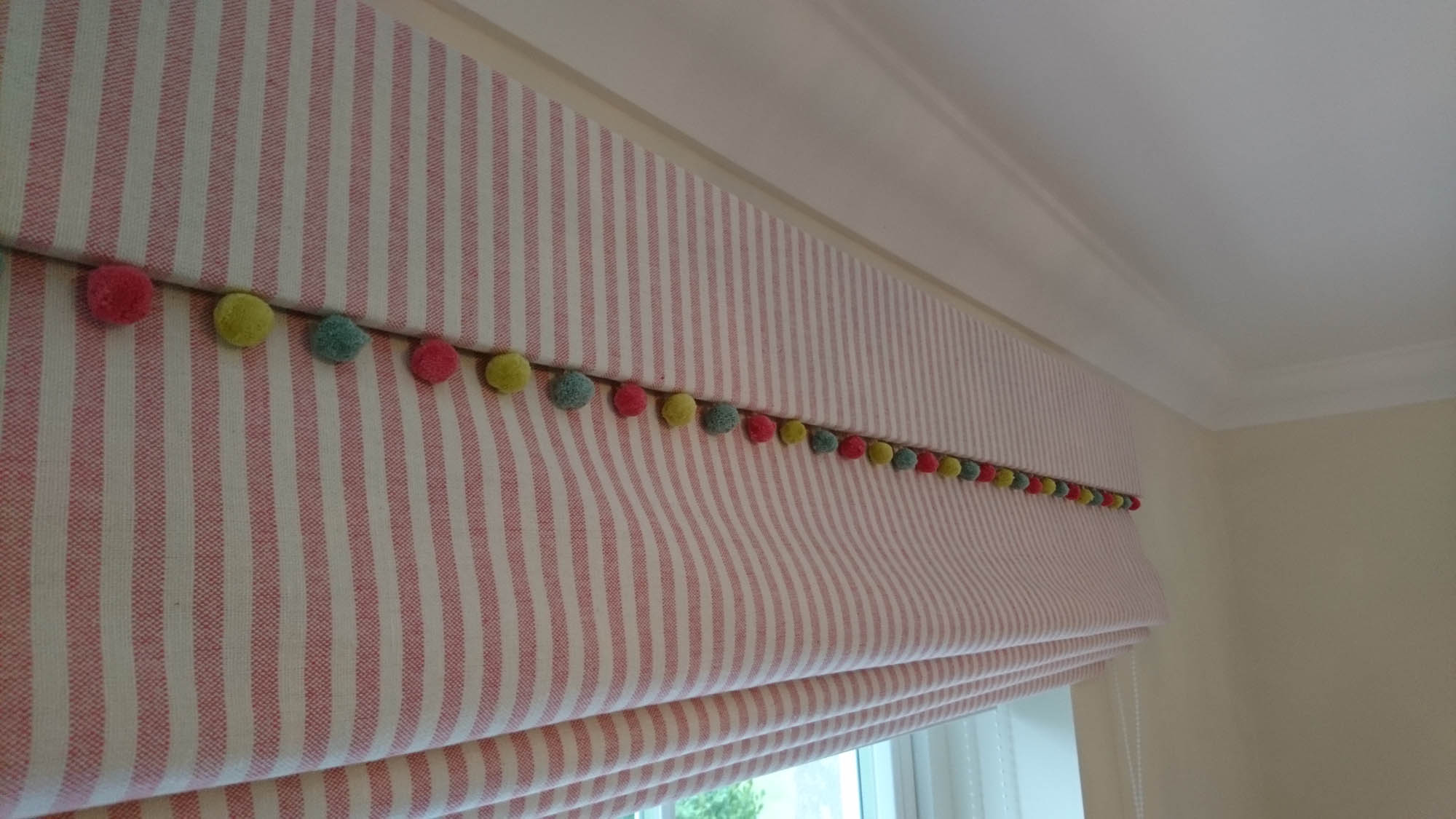 Pom pom detail - roman blind pelmet