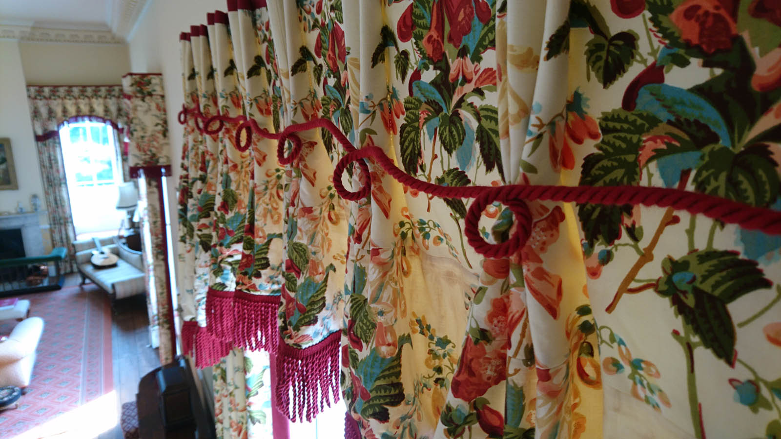 Valance with buillion fringing, cord and a top border